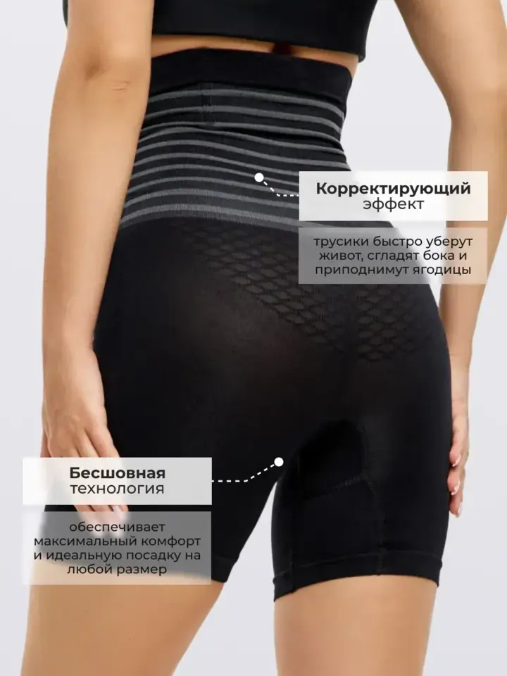 Чёрные утягивающие трусы шорты панталоны с высокой посадкой